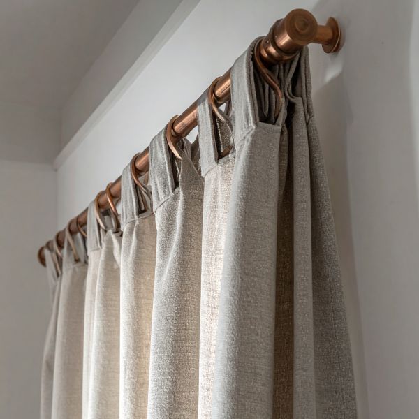 rideau pos� sur un tube de cuivre