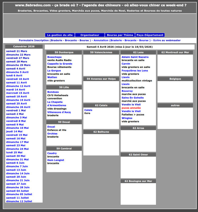 Sabradou pour savoir o� �a brade ce weekend