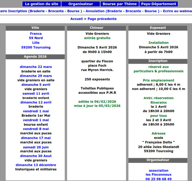 Sabradou fiche d�taill� d'une brocante